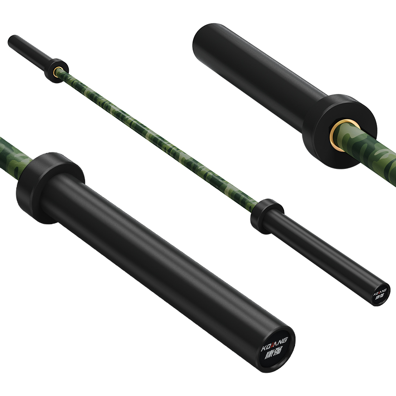 多宝电竞杠铃杆硬铬陶瓷镀黑彩色男士女士举重训练杆八轴承2.2M奥杆 E15迷彩绿承重1500LB