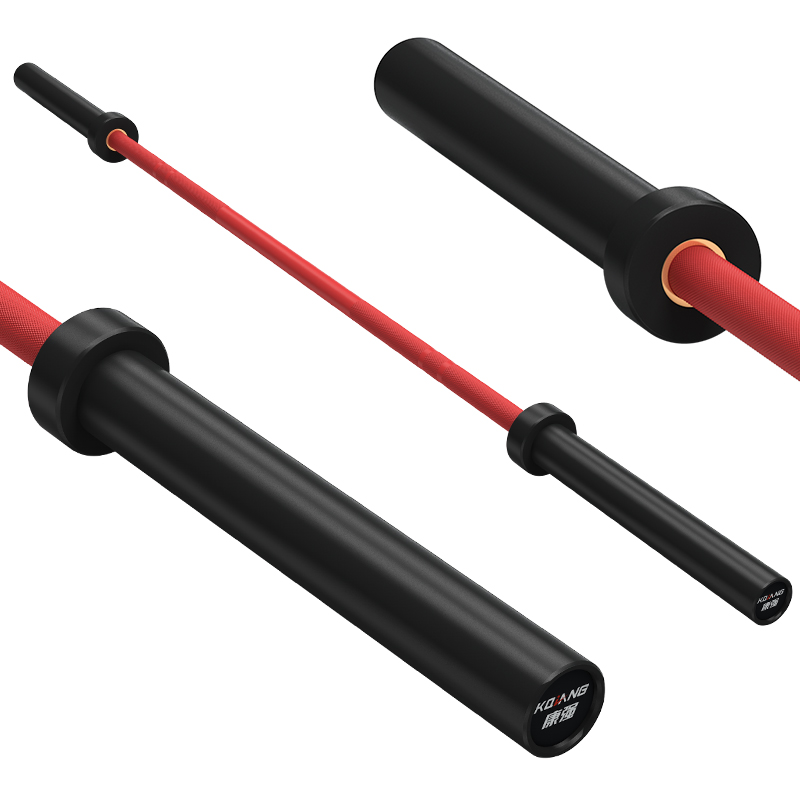 多宝电竞杠铃杆硬铬陶瓷镀黑彩色男士女士举重训练杆八轴承2.2M奥杆 E10激情红承重1000LB